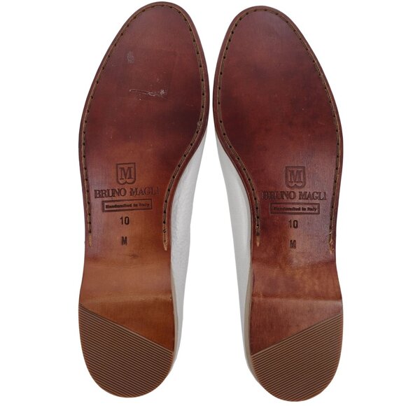 NEW Bruno Magli Italy Bone White Woven Leather Dress Shoes Men 10 Vintage Loafer - Picture 3 of 10
